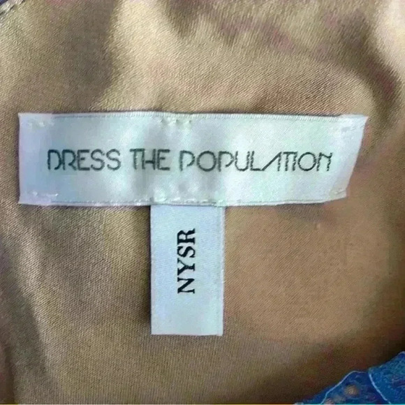 NWT *Dress the Population* Alisha | Lace Midi Cocktail Dress | Electric Blue - Picture 3 of 3